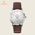 Stainless Steel Watch with Brown Leather Band 71190